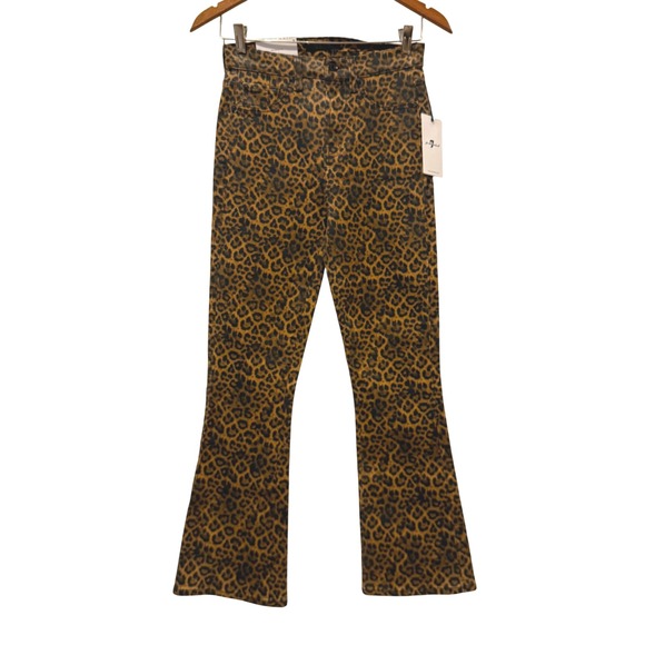 7 For All Mankind Womens Leopard Print High Waist Slim Kick Jeans Size‎ 26 NWT